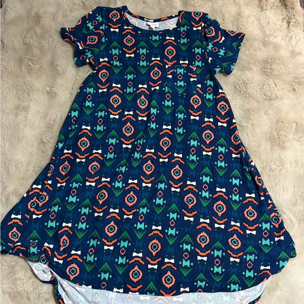 LuLaRoe Navy Multi Abstract Geometric Top